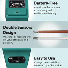 3-in-1 Soil Moisture Meter for Plants Indoor Outdoor Gardening Farming