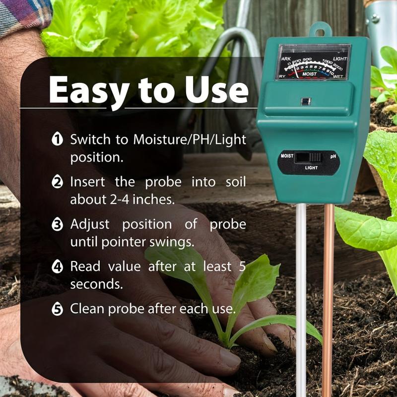 3-in-1 Soil Moisture Meter for Plants Indoor Outdoor Gardening Farming