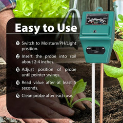 3-in-1 Soil Moisture Meter for Plants Indoor Outdoor Gardening Farming