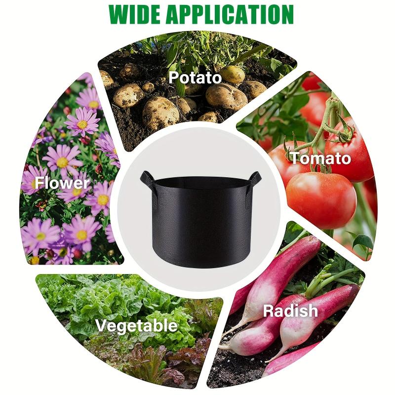 1pc Grow Bags Heavy Duty 300G Thickened Non Woven Plant Fabric Pots With Handles