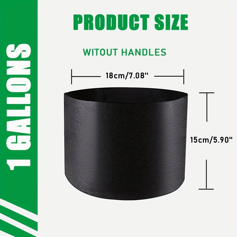 1pc Grow Bags Heavy Duty 300G Thickened Non Woven Plant Fabric Pots With Handles