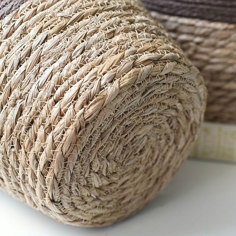Straw Woven Flowerpots Set for Succulents Green Plants Hydroponics