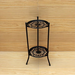 1pc Double Iron Art Flower Stand for Courtyard Balcony Succulent Green Straw