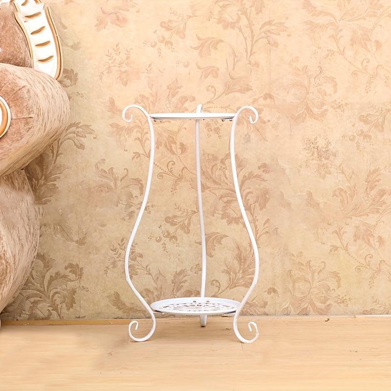 1pc Double Iron Art Flower Stand for Courtyard Balcony Succulent Green Straw