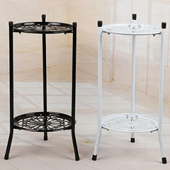 1pc Double Iron Art Flower Stand for Courtyard Balcony Succulent Green Straw