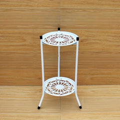 1pc Double Iron Art Flower Stand for Courtyard Balcony Succulent Green Straw