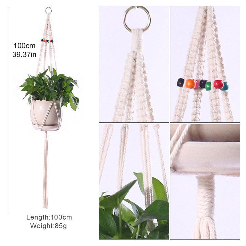 Hand Woven Plant Hanger Net DIY Hanging Basket Cotton Rope Bag