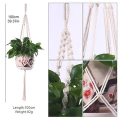 Hand Woven Plant Hanger Net DIY Hanging Basket Cotton Rope Bag