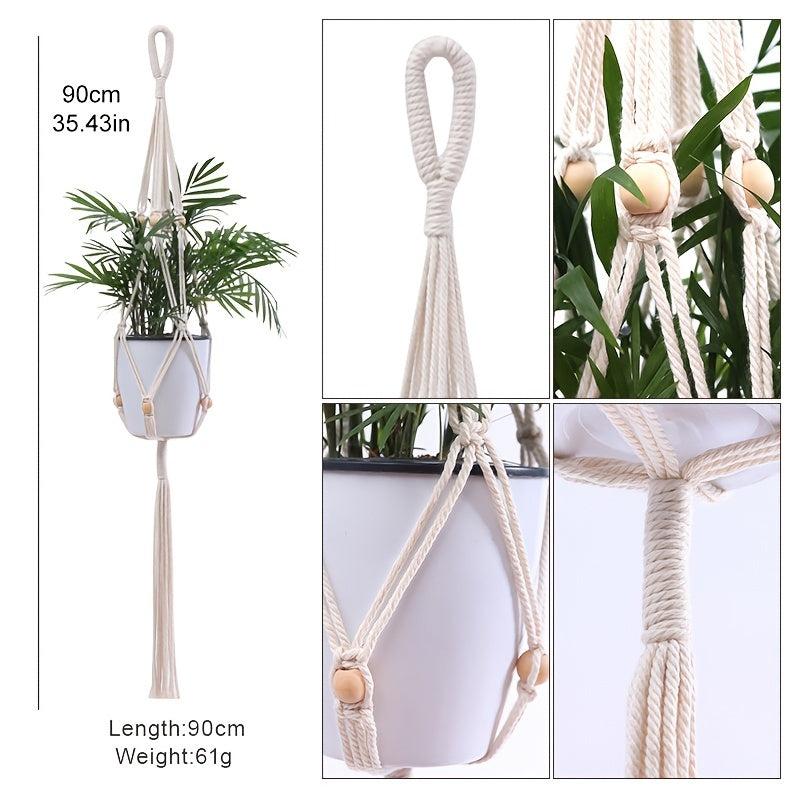 Hand Woven Plant Hanger Net DIY Hanging Basket Cotton Rope Bag