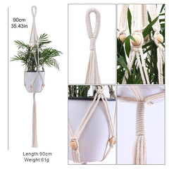 Hand Woven Plant Hanger Net DIY Hanging Basket Cotton Rope Bag
