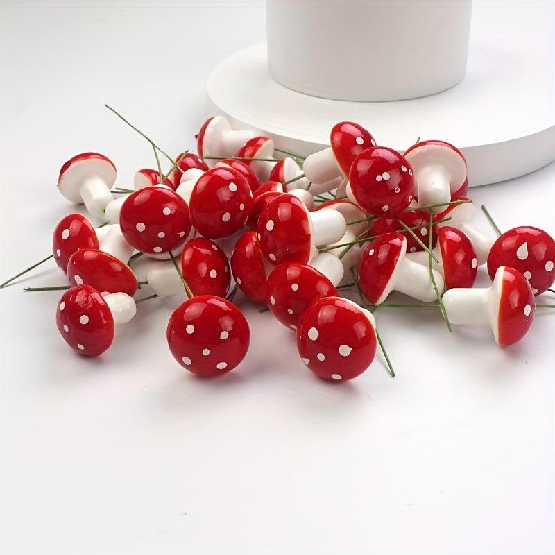 20pcs Mini Mushroom Artificial Garden Fairy Bonsai Plant Craft Decor Red