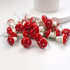 20pcs Mini Mushroom Artificial Garden Fairy Bonsai Plant Craft Decor Red