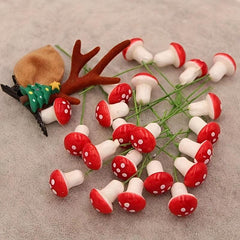 20pcs Mini Mushroom Artificial Garden Fairy Bonsai Plant Craft Decor Red