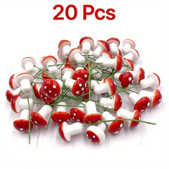 20pcs Mini Mushroom Artificial Garden Fairy Bonsai Plant Craft Decor Red