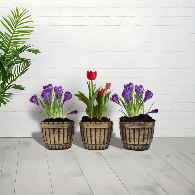 3pcs 17 cm Plant Pots Drainage Hole Plastic Planter Flower Pots Modern Decor