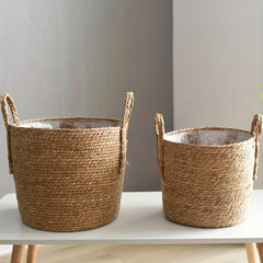 Straw Woven Flower Pots Set - High-end Nordic Plants Floor Oversized Pot