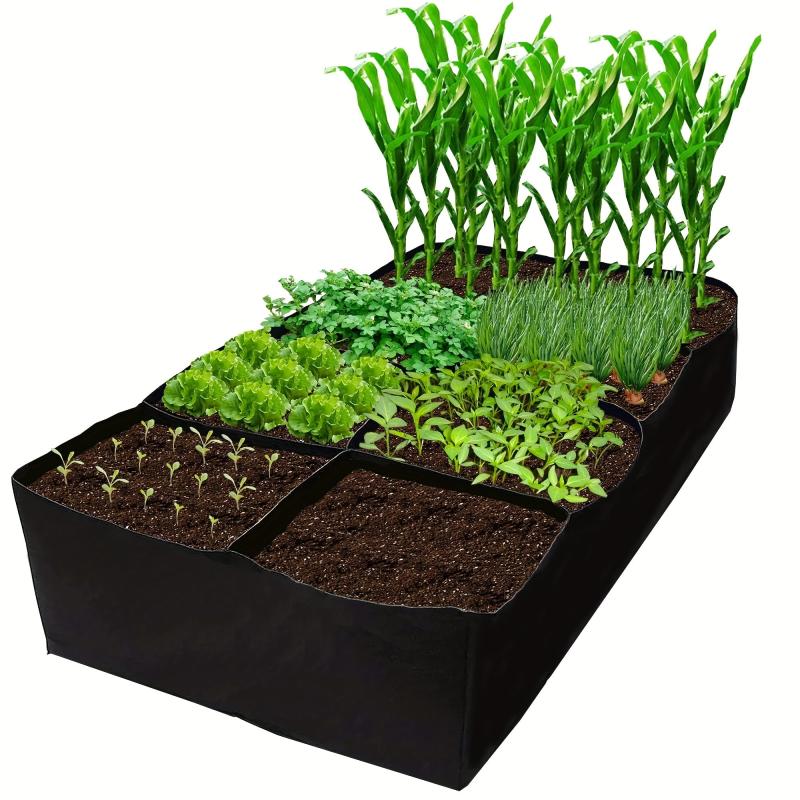 Fabric Raised Garden Bed 30x53 inches 4 Grids Raised Vegetable Bed