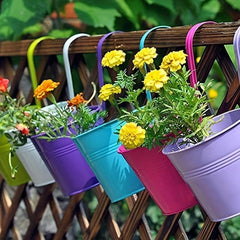 10pcs Hanging Flower Pots Railing Planter Iron Balcony Garden Planters