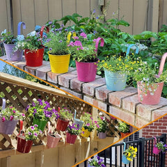 10pcs Hanging Flower Pots Railing Planter Iron Balcony Garden Planters
