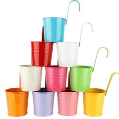 10pcs Hanging Flower Pots Railing Planter Iron Balcony Garden Planters