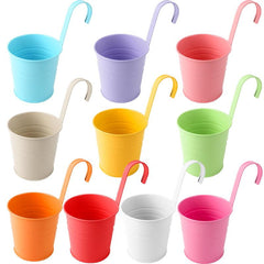 10pcs Hanging Flower Pots Railing Planter Iron Balcony Garden Planters