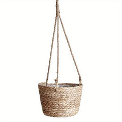 Handwoven Straw Hemp Rope Hanging Potted Plant Pot - Home Decor