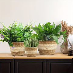 Woven Rattan Flower Pot Cover Indoor Outdoor Home Decor Garden Patio