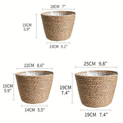 Woven Rattan Flower Pot Cover Indoor Outdoor Home Decor Garden Patio