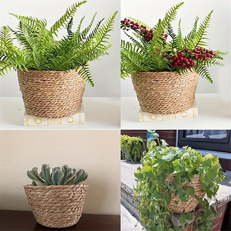 Woven Rattan Flower Pot Cover Indoor Outdoor Home Decor Garden Patio