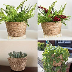 Woven Rattan Flower Pot Cover Indoor Outdoor Home Decor Garden Patio