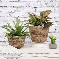 Woven Rattan Flower Pot Cover Indoor Outdoor Home Decor Garden Patio