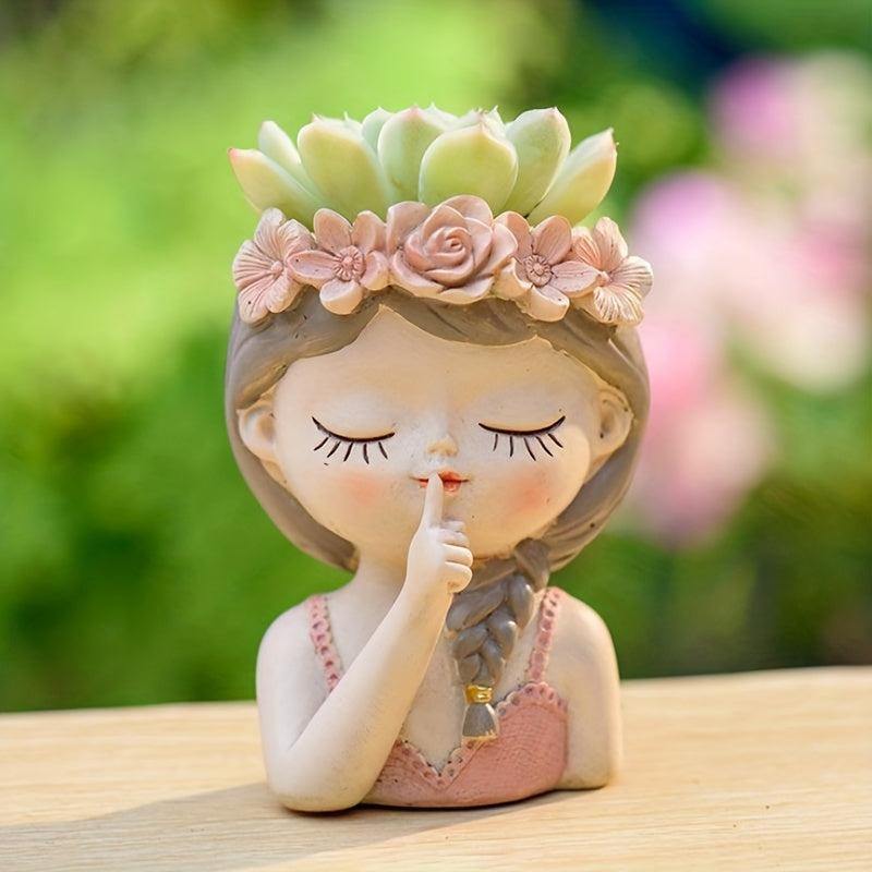 Fairy Girl Flower Pot Succulents Plant Resin Vase Indoor Outdoor