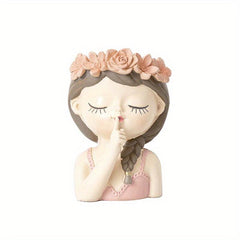 Fairy Girl Flower Pot Succulents Plant Resin Vase Indoor Outdoor