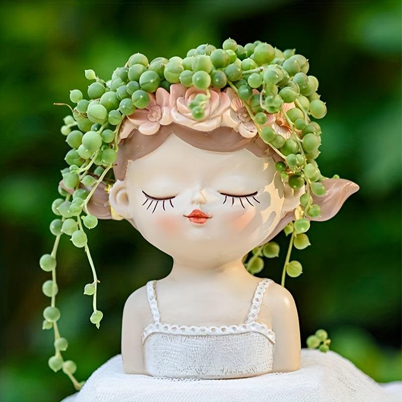 Fairy Girl Flower Pot Succulents Plant Resin Vase Indoor Outdoor