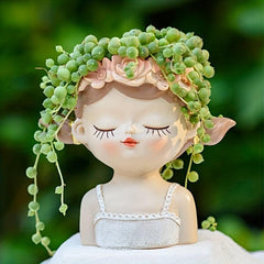 Fairy Girl Flower Pot Succulents Plant Resin Vase Indoor Outdoor