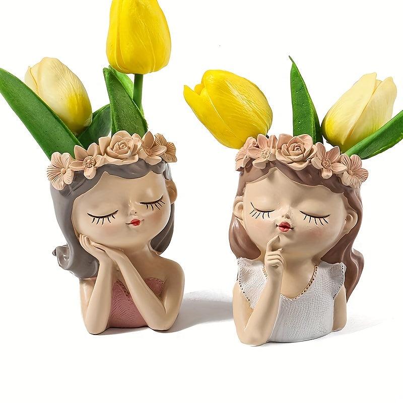 Fairy Girl Flower Pot Succulents Plant Resin Vase Indoor Outdoor
