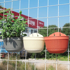 Rattan Woven Semicircle Hanging Wall Pot