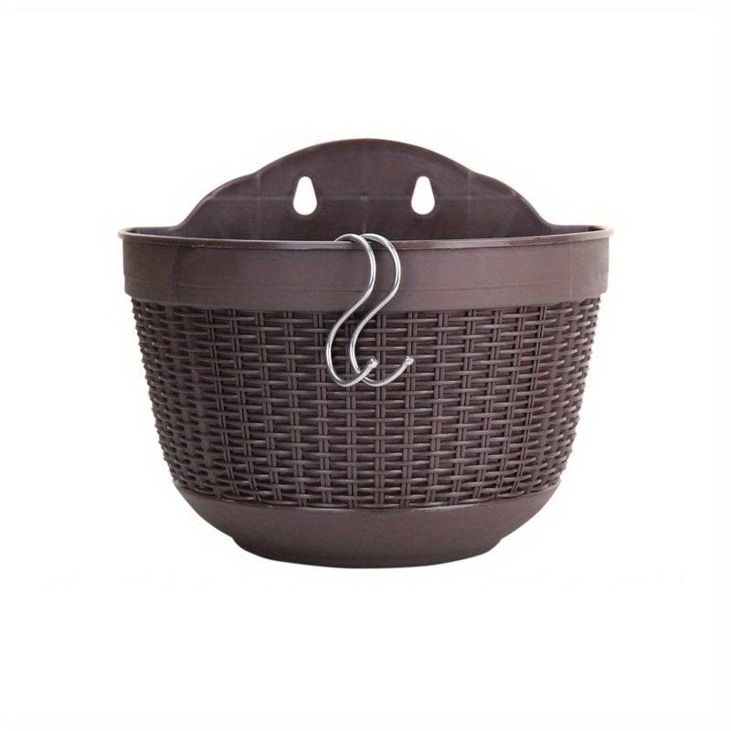 Rattan Woven Semicircle Hanging Wall Pot