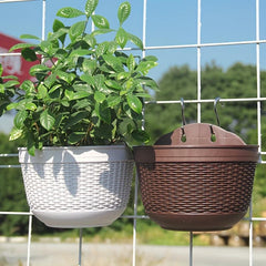 Rattan Woven Semicircle Hanging Wall Pot