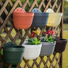 Rattan Woven Semicircle Hanging Wall Pot