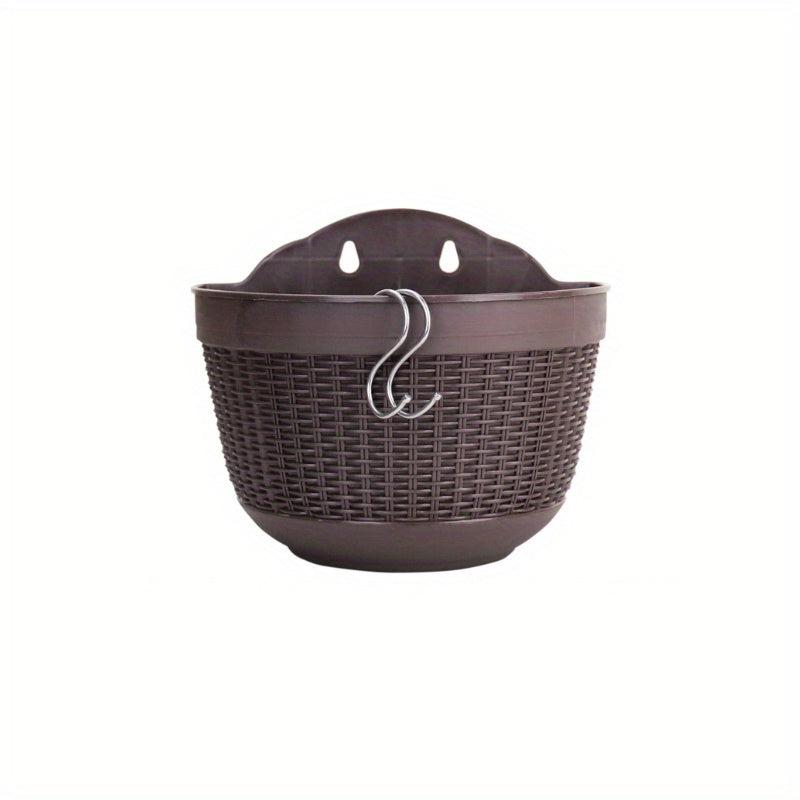 Rattan Woven Semicircle Hanging Wall Pot