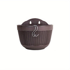 Rattan Woven Semicircle Hanging Wall Pot