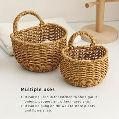 Wall Mounted Hanging Basket Imitating Rattan Weaving Flower Basket