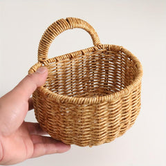 Wall Mounted Hanging Basket Imitating Rattan Weaving Flower Basket