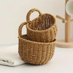 Wall Mounted Hanging Basket Imitating Rattan Weaving Flower Basket