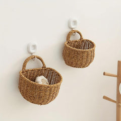 Wall Mounted Hanging Basket Imitating Rattan Weaving Flower Basket