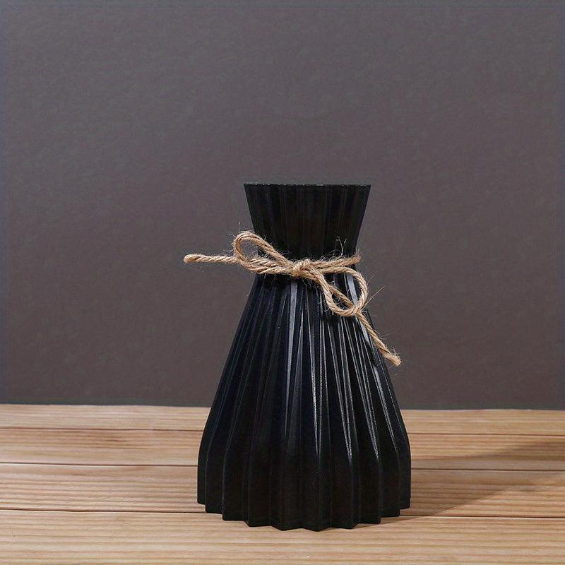 Modern Origami Waist Vase with Hemp Rope Closure