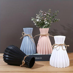 Modern Origami Waist Vase with Hemp Rope Closure