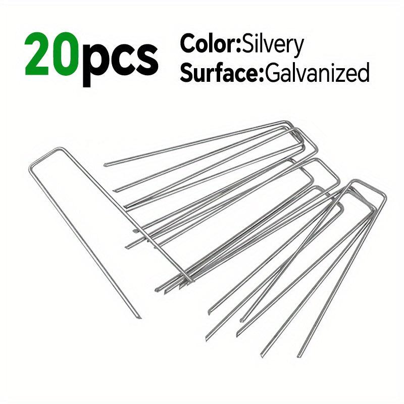 20pcs Galvanized Landscape Staples Lawn Spikes And Fabric Pins