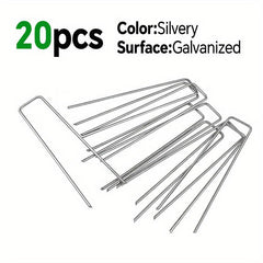 20pcs Galvanized Landscape Staples Lawn Spikes And Fabric Pins
